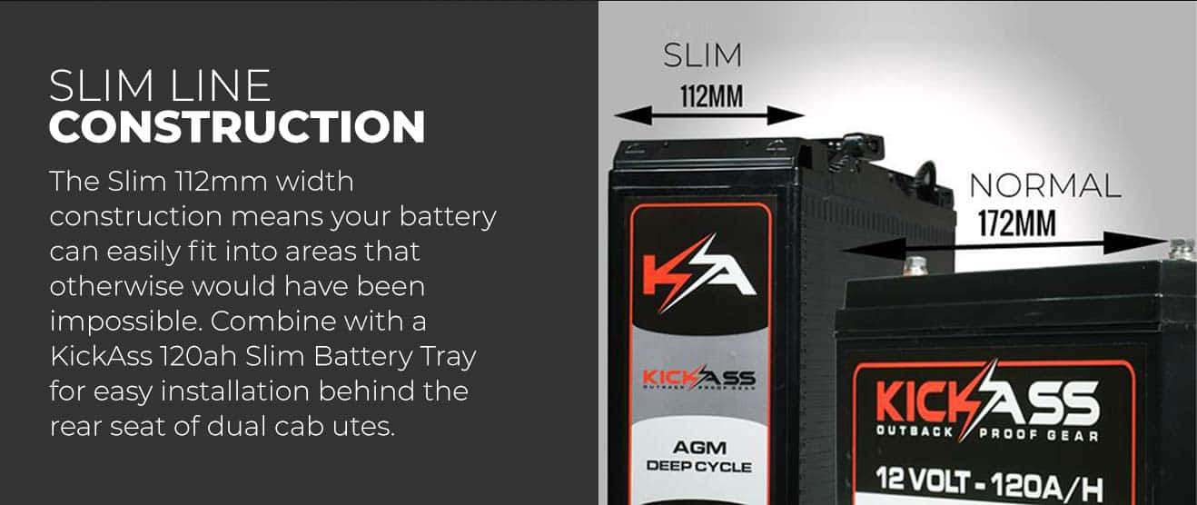 KA12120SLIM - KICKASS Slim 12V 120AH Deep Cycle AGM Dual Battery