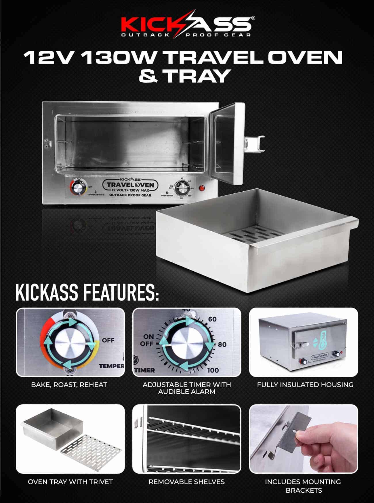 KATRAVELO12KIT - KickAss Travel Oven & Tray with Trivet