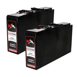 KICKASS 12V 170AH SLIM Deep Cycle AGM Battery Twin Pack With Cables