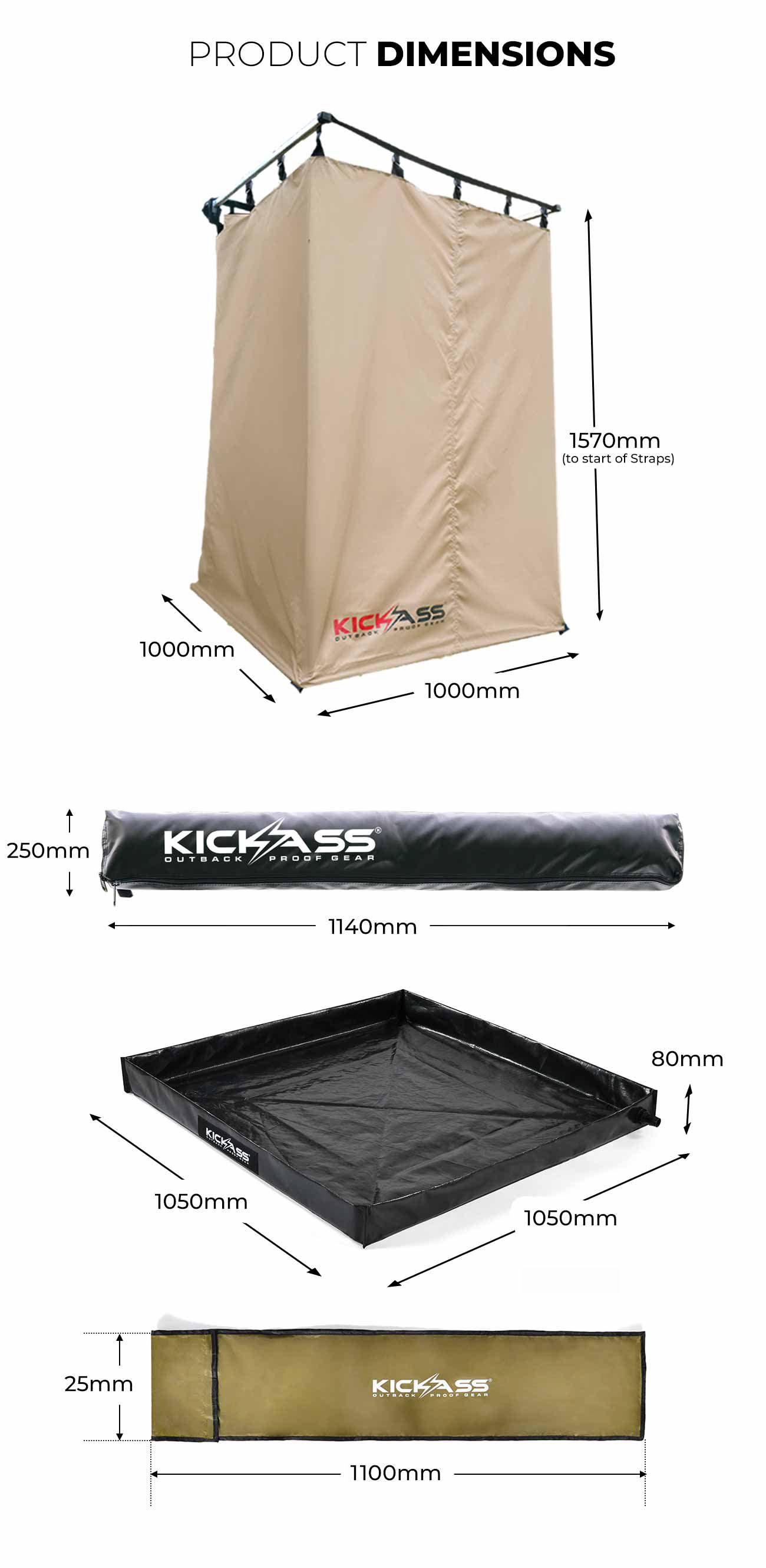 Shower Tent Awning & Shower Base Bundle