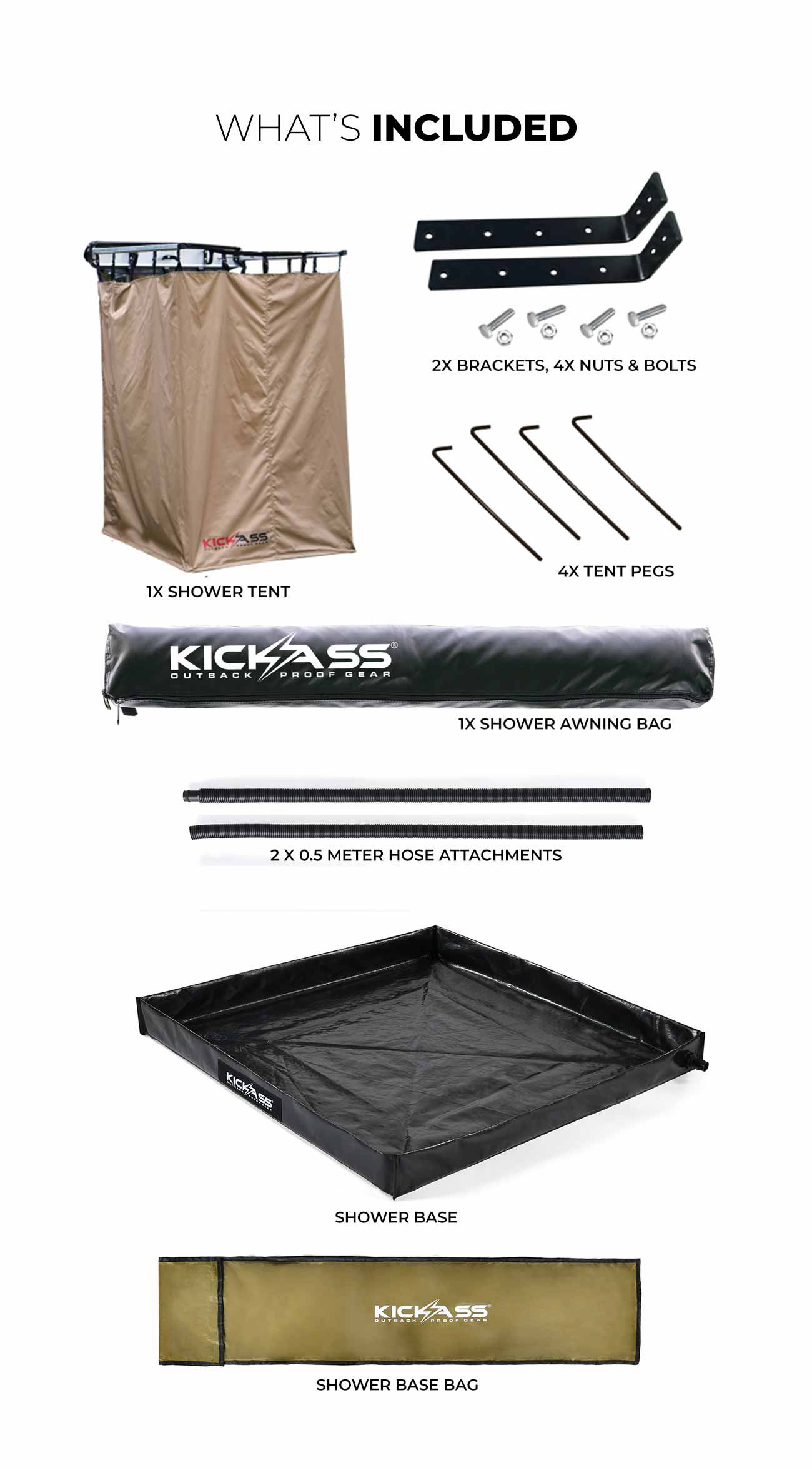 Shower Tent Awning & Shower Base Bundle